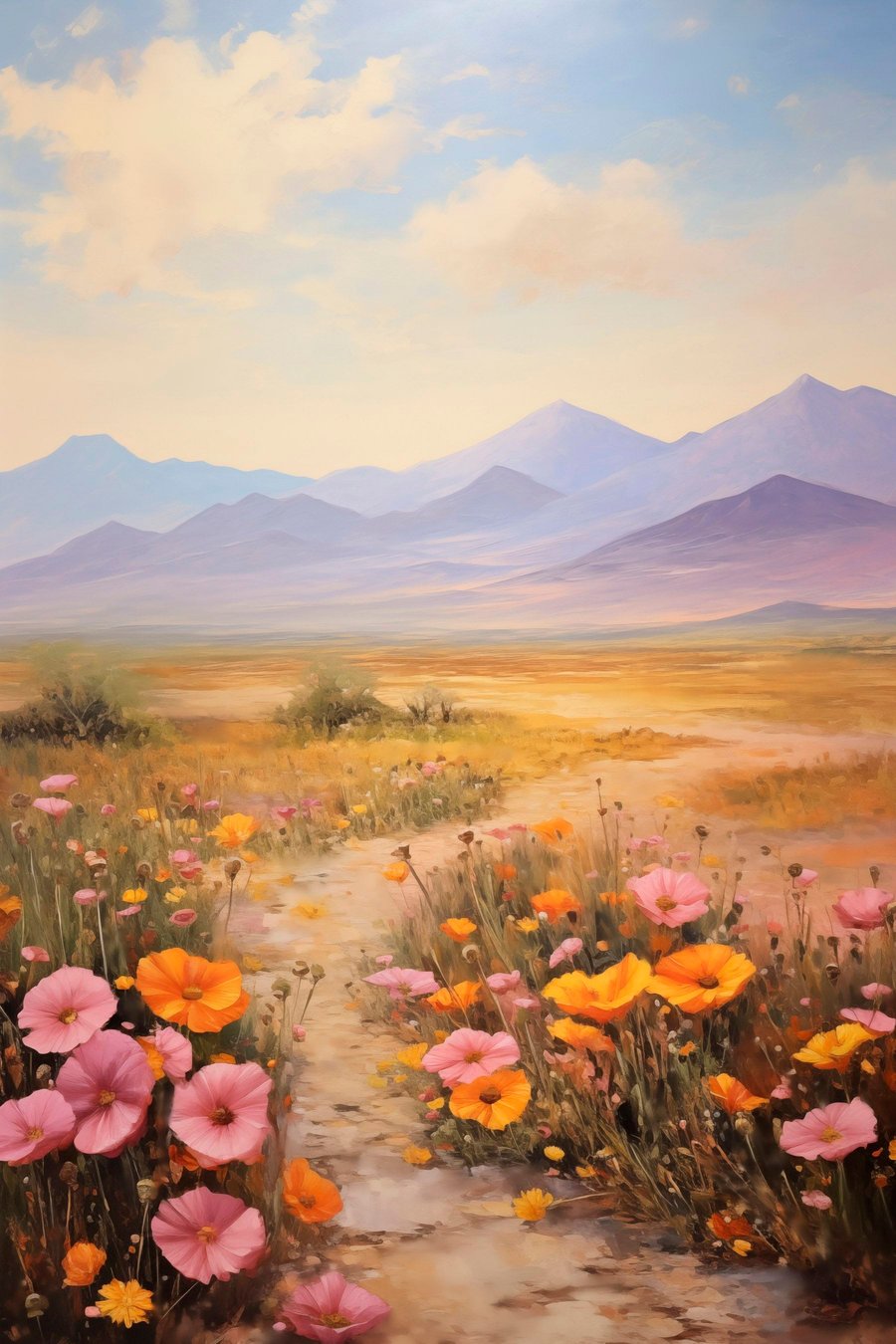 Campo e montanhas pastel — design completo