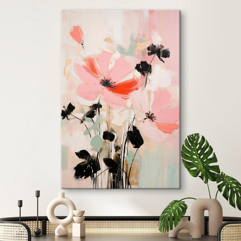 Flores coral em pinceladas — interior 1