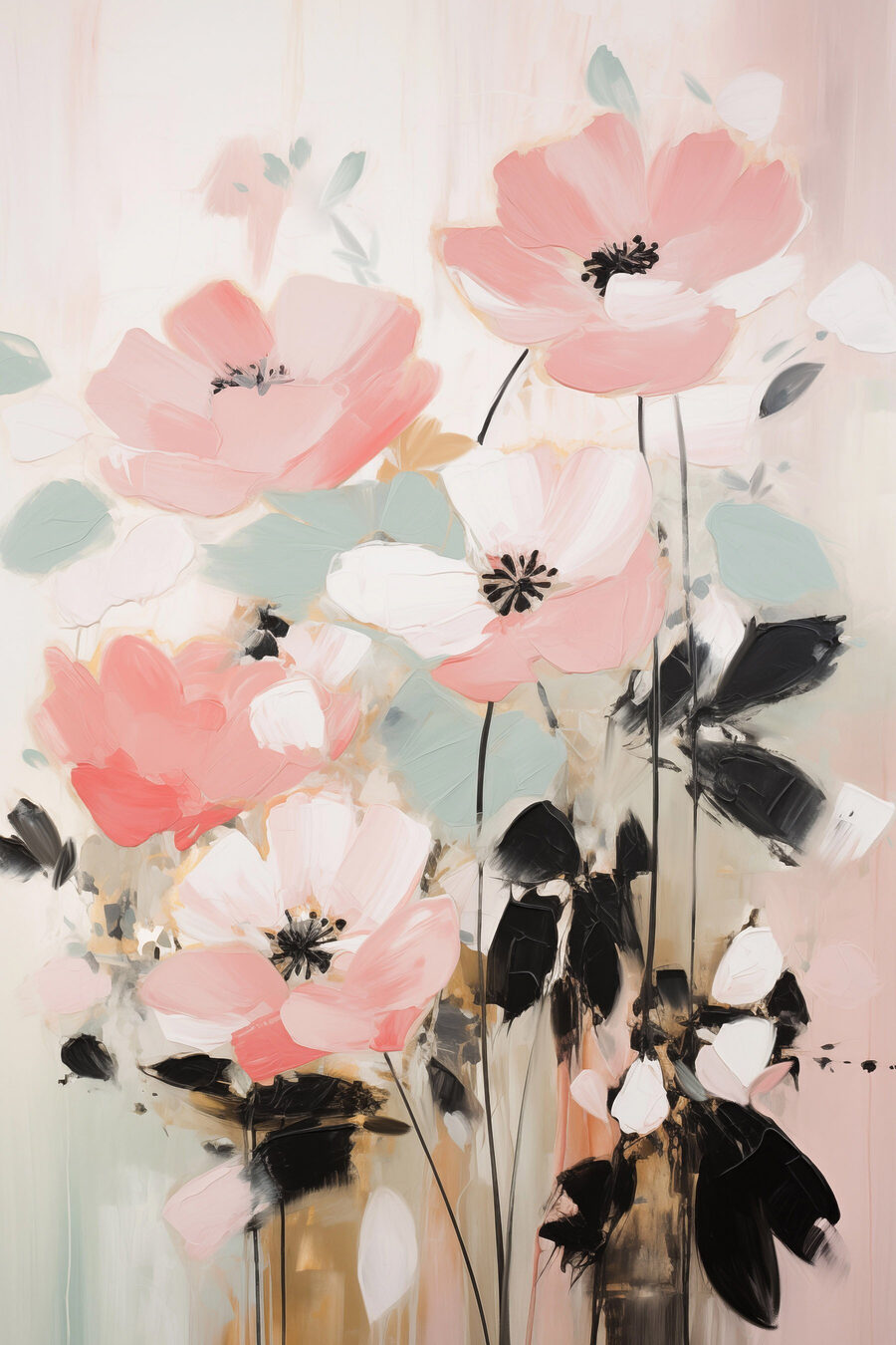 Flores cor-de-rosa entre sombras — design completo