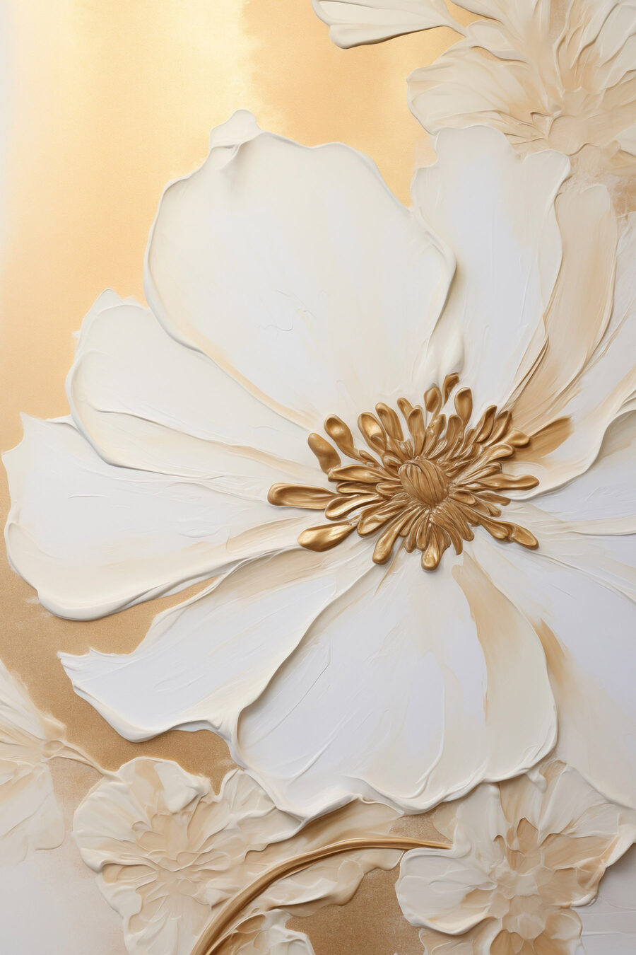 Flor branca sobre ocre — design completo