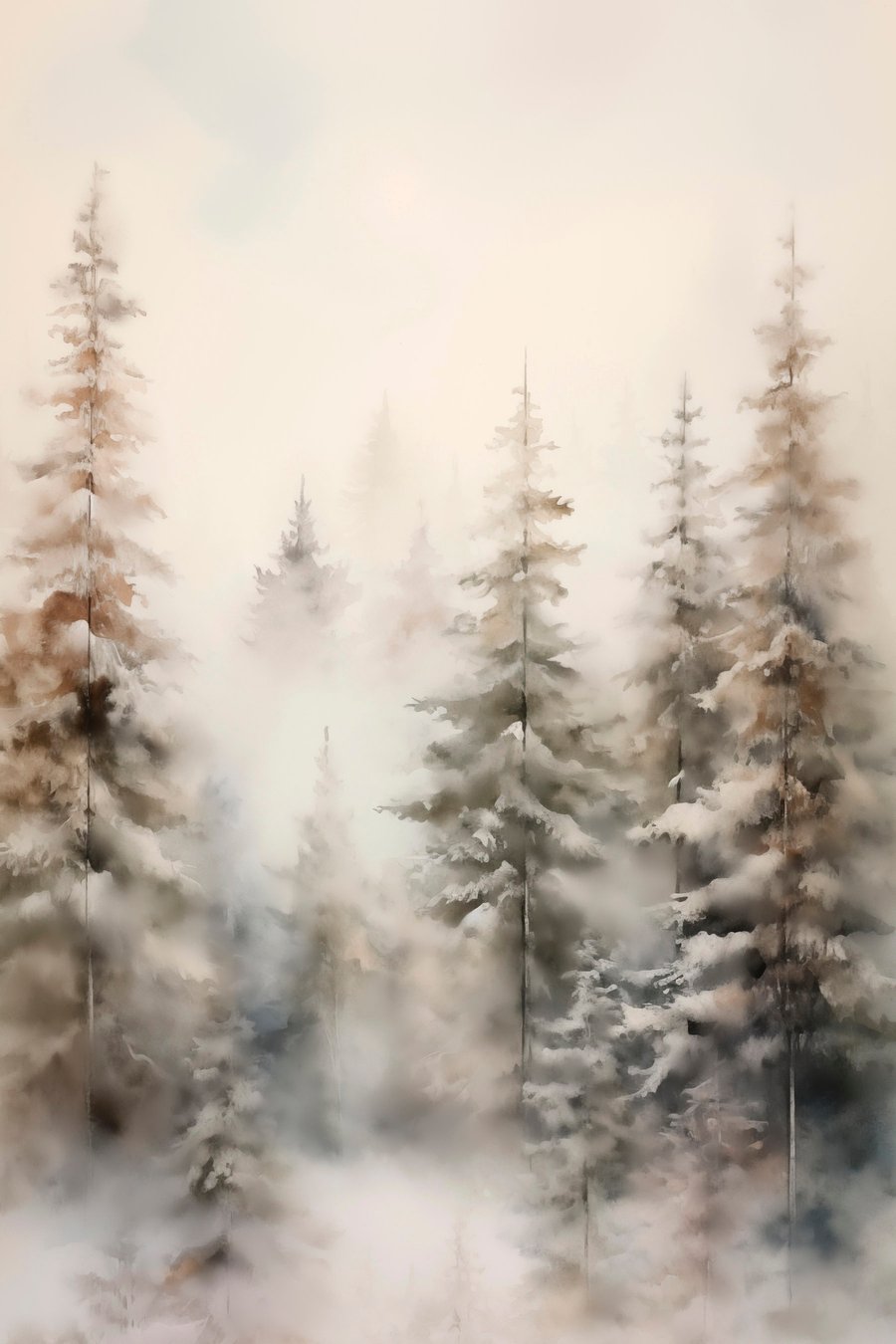 Pinheiros cobertos de neve — design completo