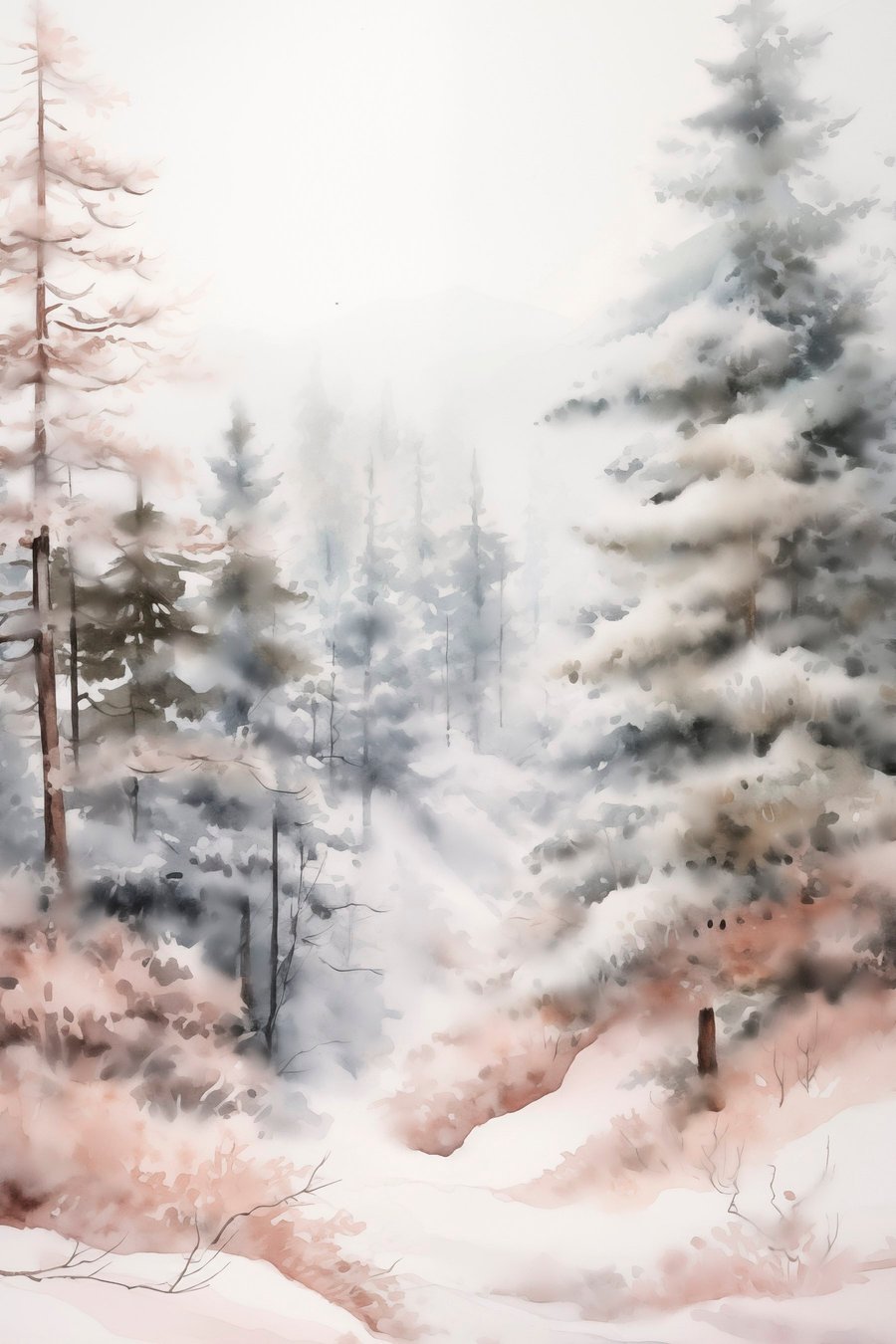 Pinheiros cobertos de neve — design completo