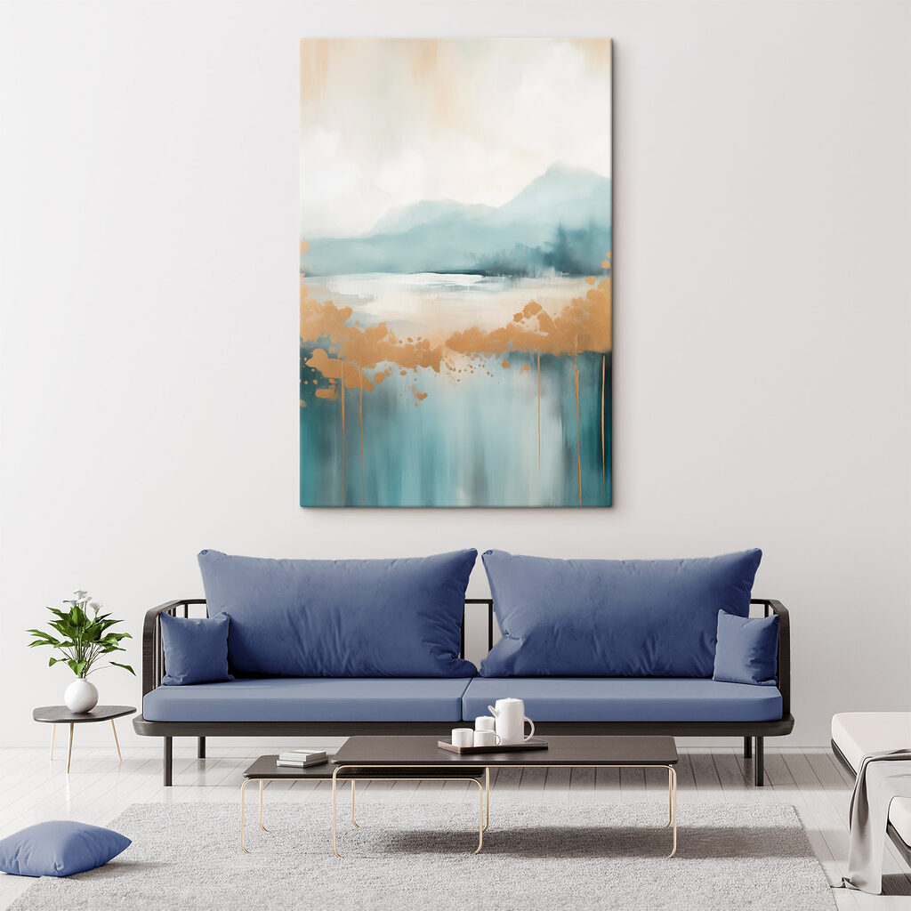 Margem dourada sobre turquesa — interior 1