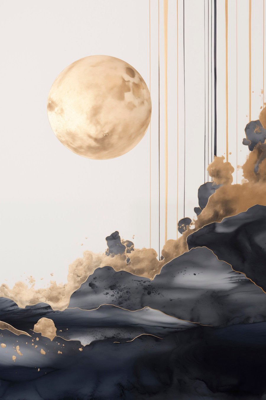 Lua cheia entre nuvens — design completo