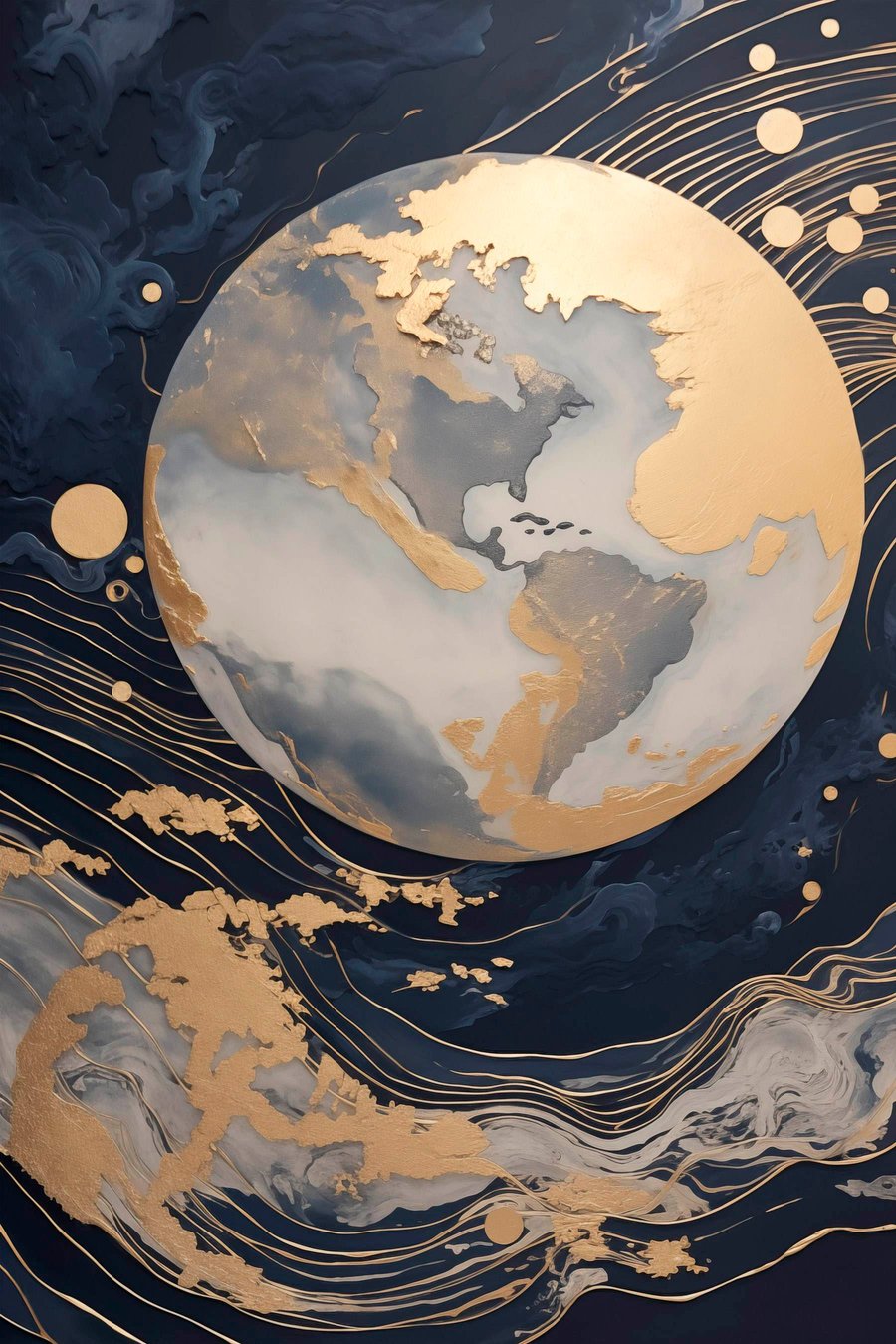 Planeta com linhas amarelas — design completo