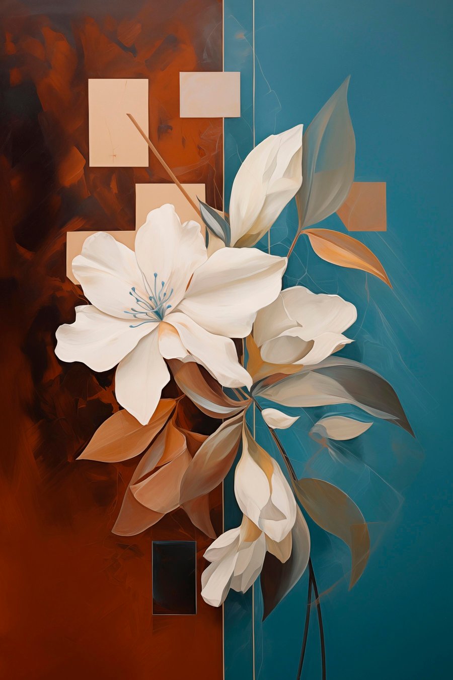 Flores brancas abstratas — design completo