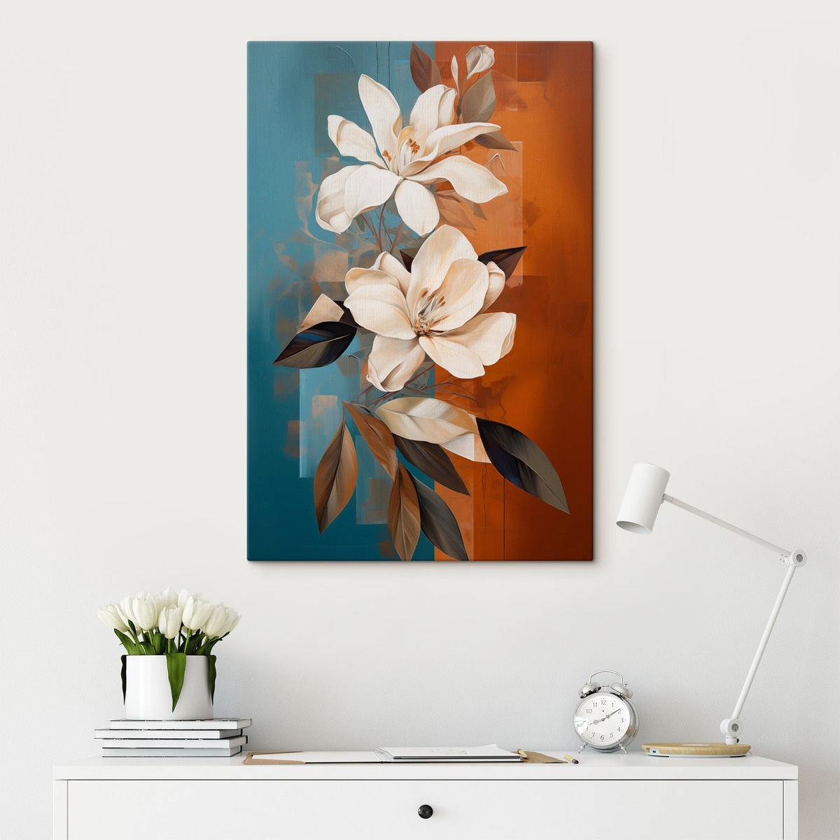 Castanho e azul minimalista — interior 2