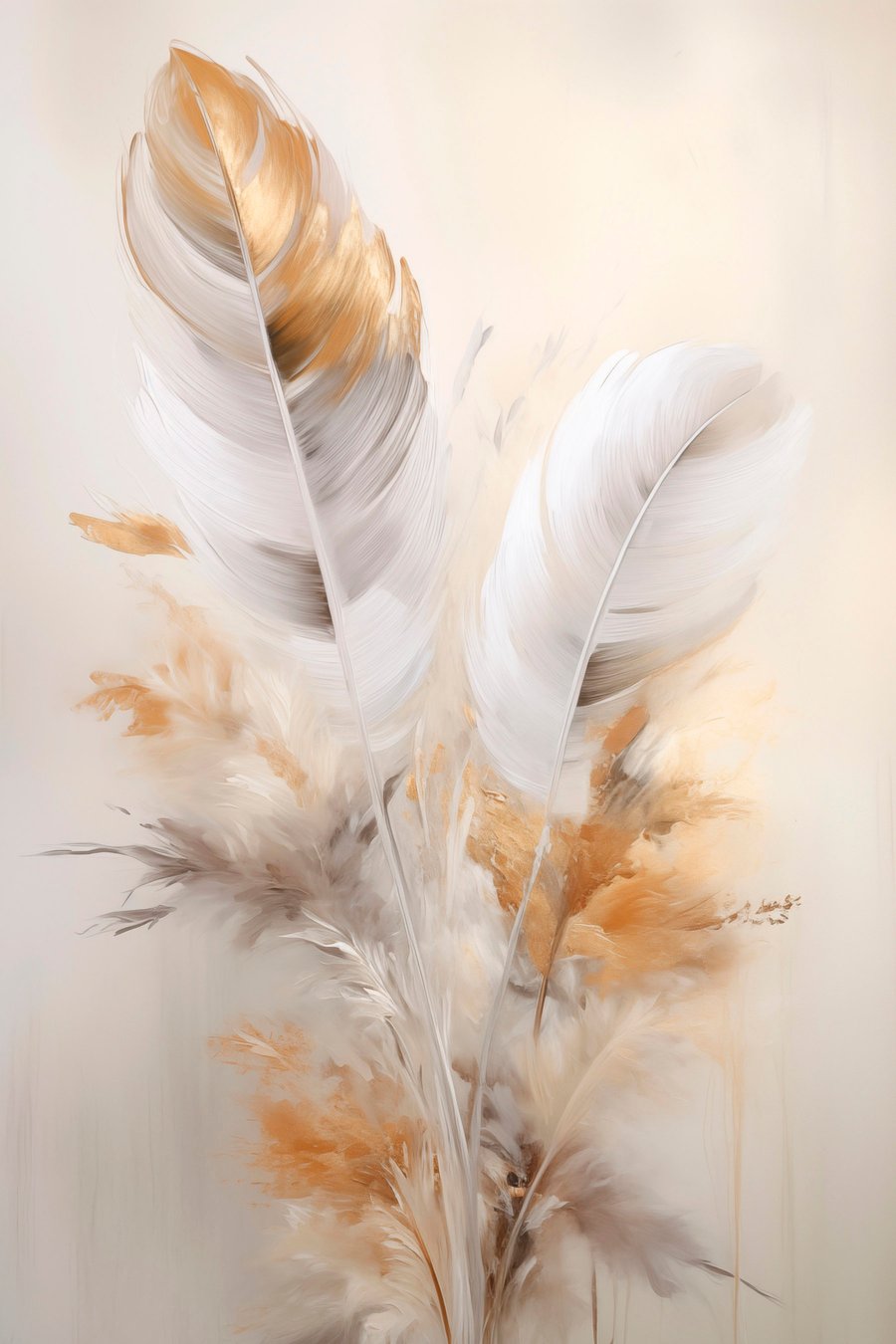 Penas abstratas em bege — design completo