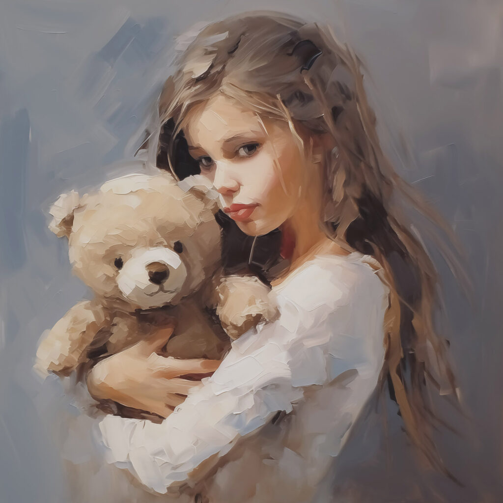 Menina com ursinho — design completo