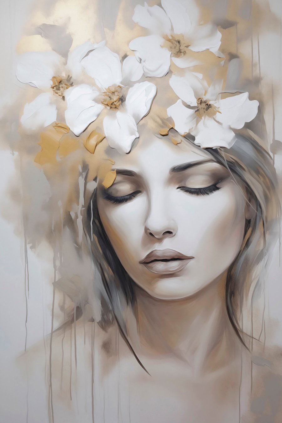 Menina abstrata com flores — design completo
