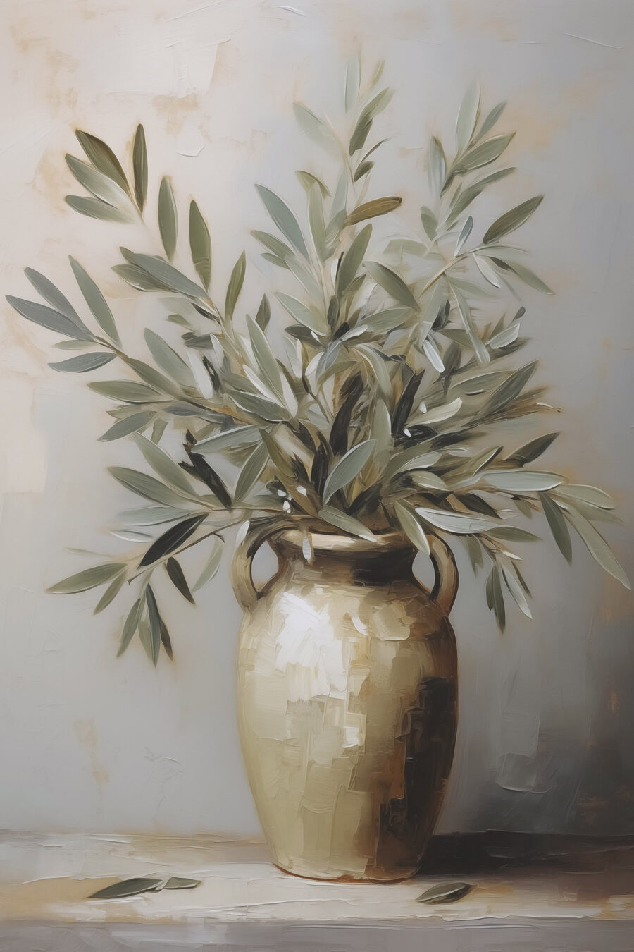 Folhagem num jarro dourado — design completo
