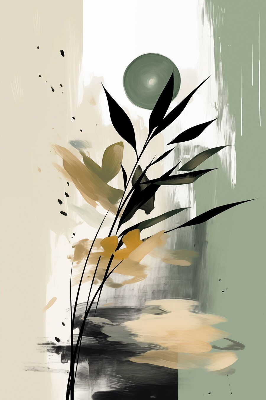 Folhas pretas sobre verde — design completo