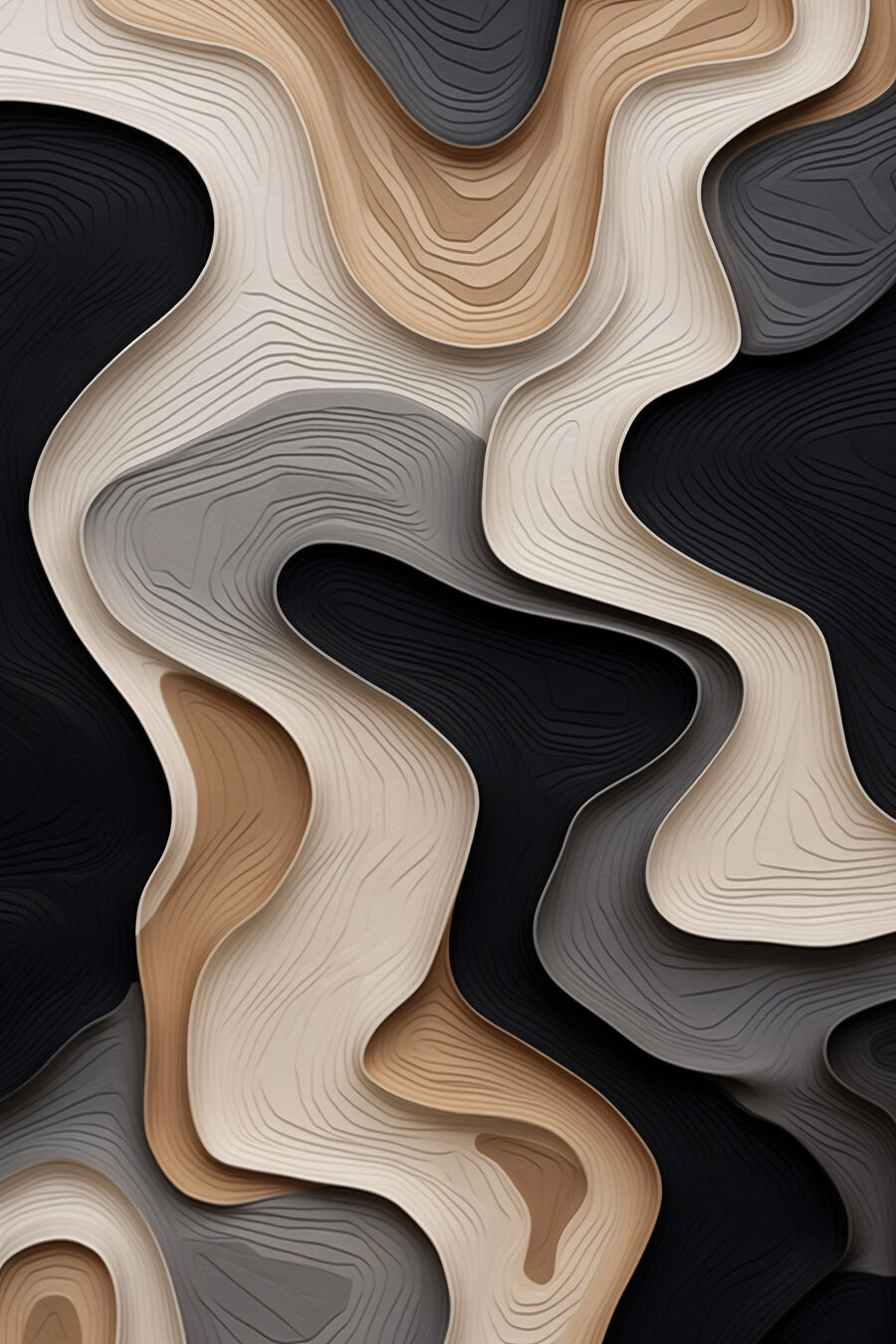 Ondas cinzentas, arcos caramelo — design completo