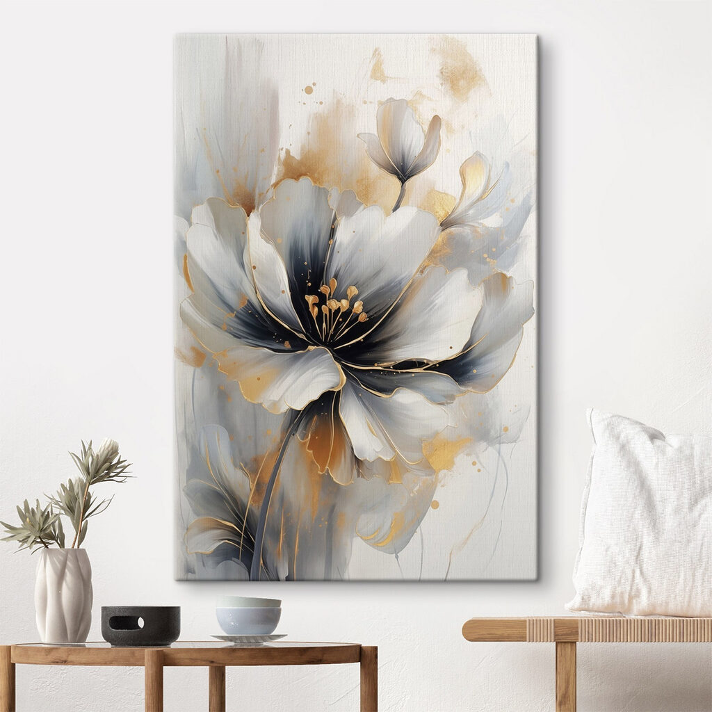 Flor azul-acinzentada e dourada — interior 1