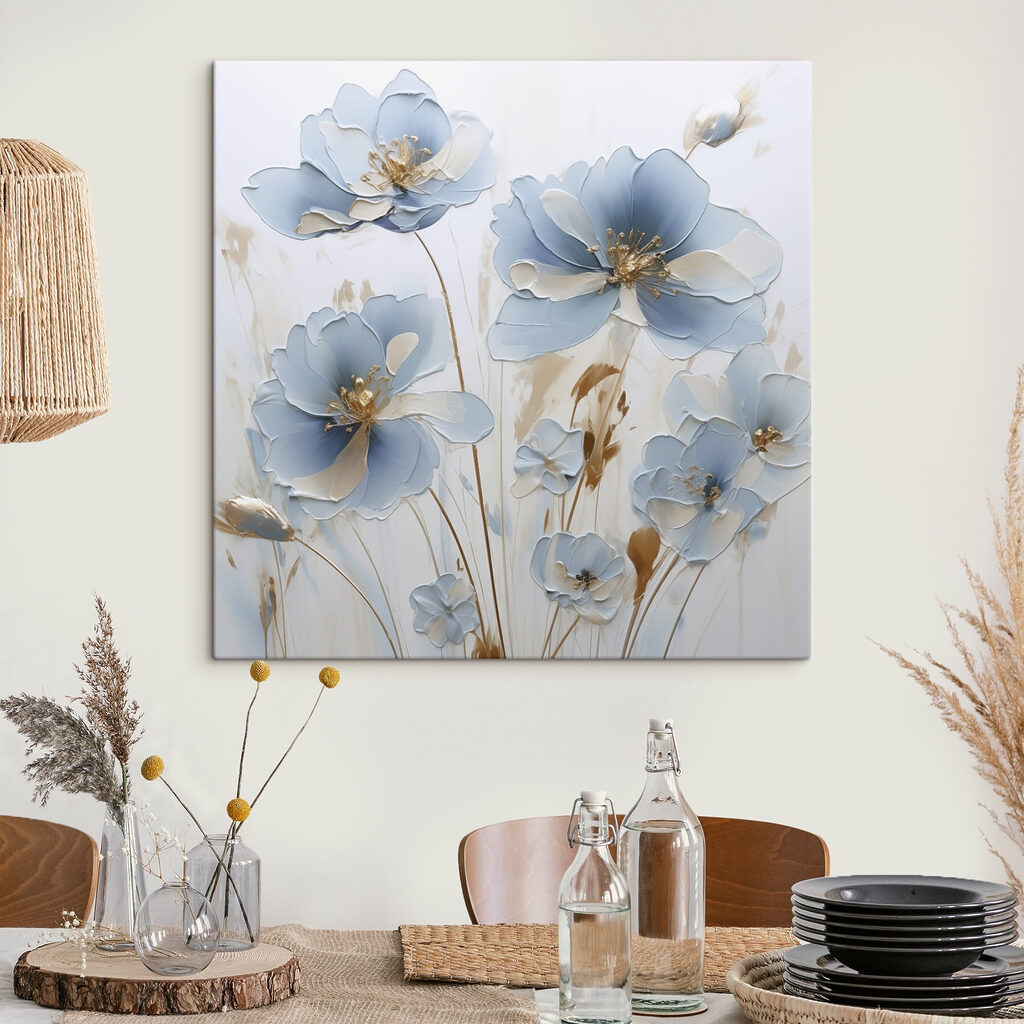 Flores azul-gelo e botões — interior 1