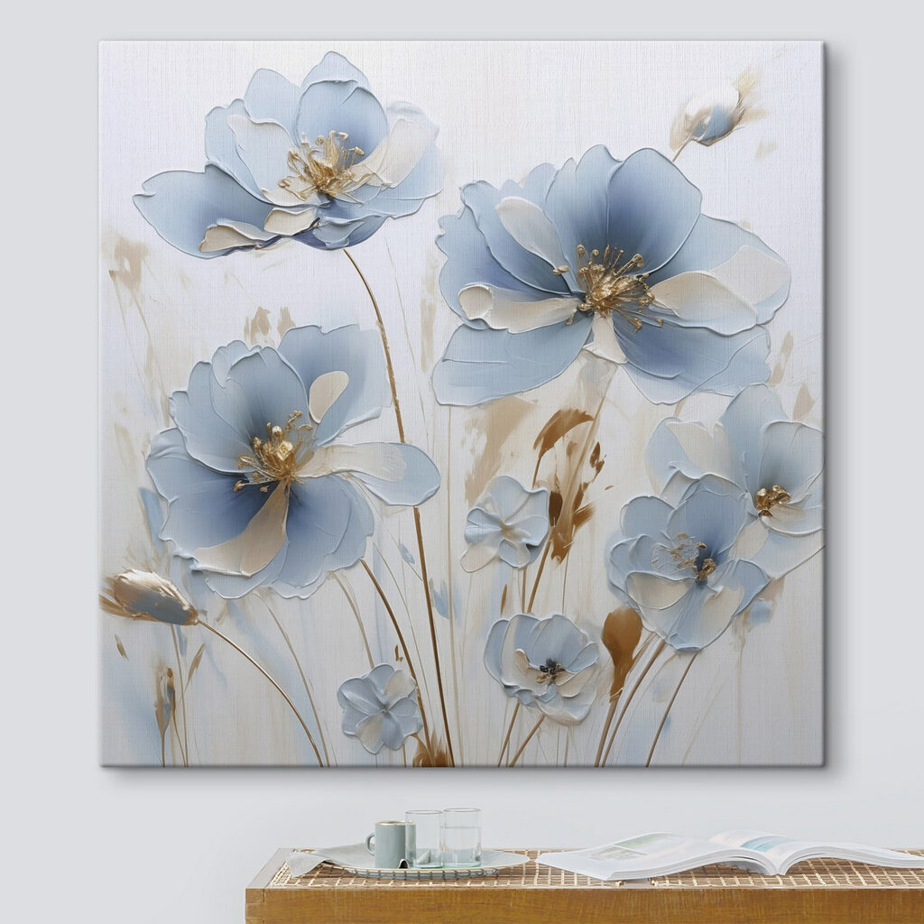 Flores azul-gelo e botões — interior 2