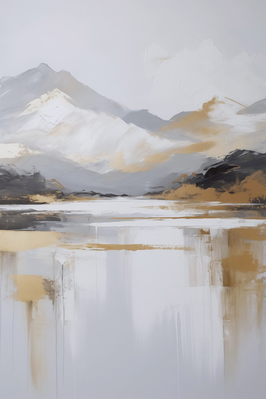 Montanhas nevadas, reflexos dourados — design completo