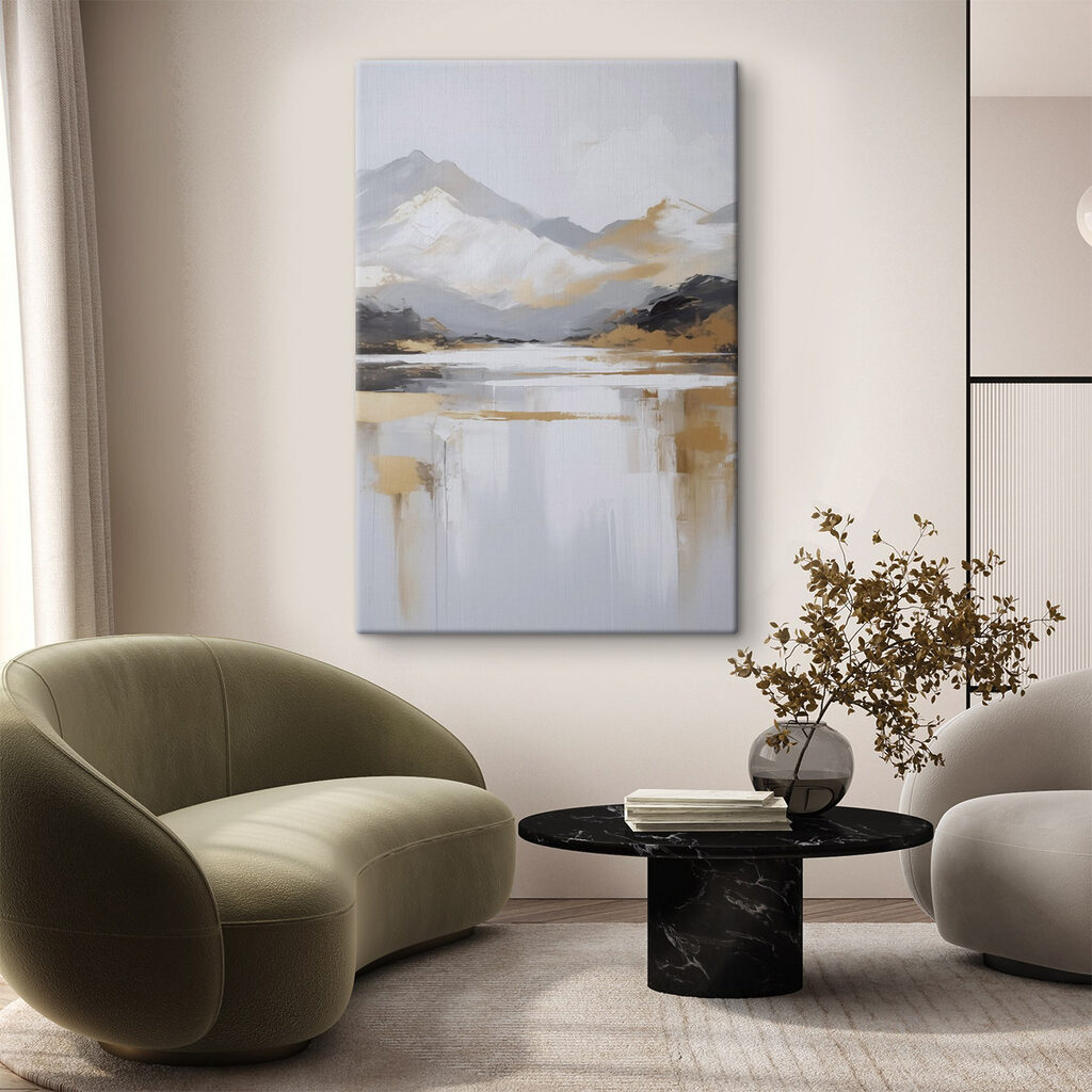 Montanhas nevadas, reflexos dourados — interior 1