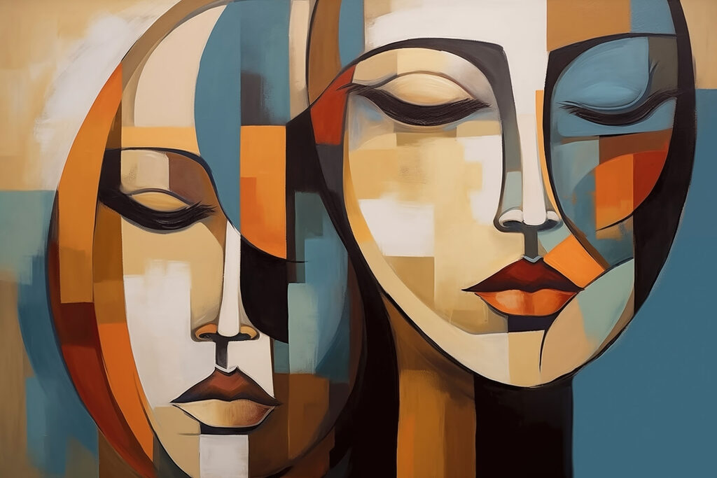Dois rostos em ocre — design completo