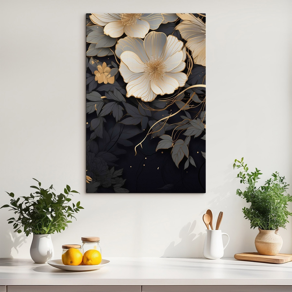 Flores abstratas, fundo escuro — interior 1