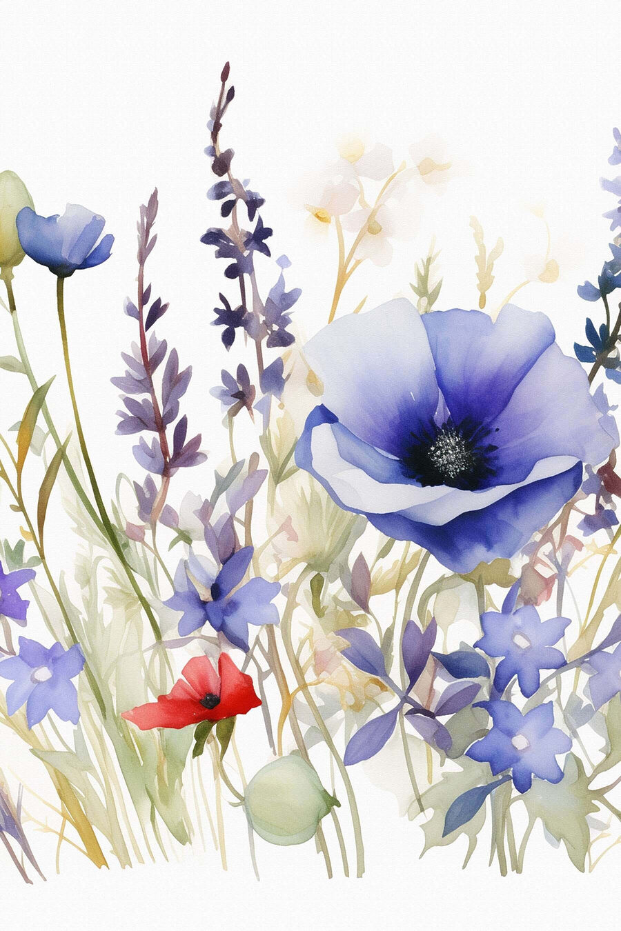 Flores silvestres azuis — design completo