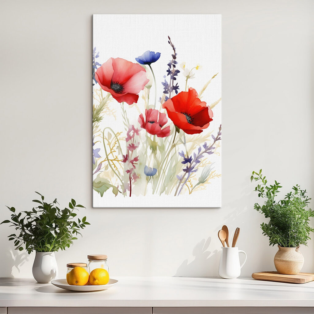 Papoilas entre flores azuis — interior 1