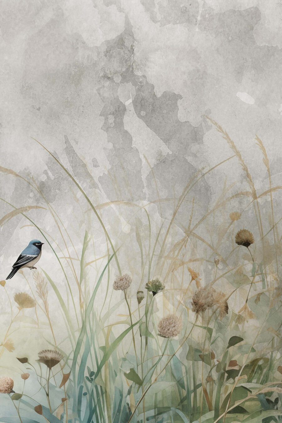 Passarinho entre hastes — design completo
