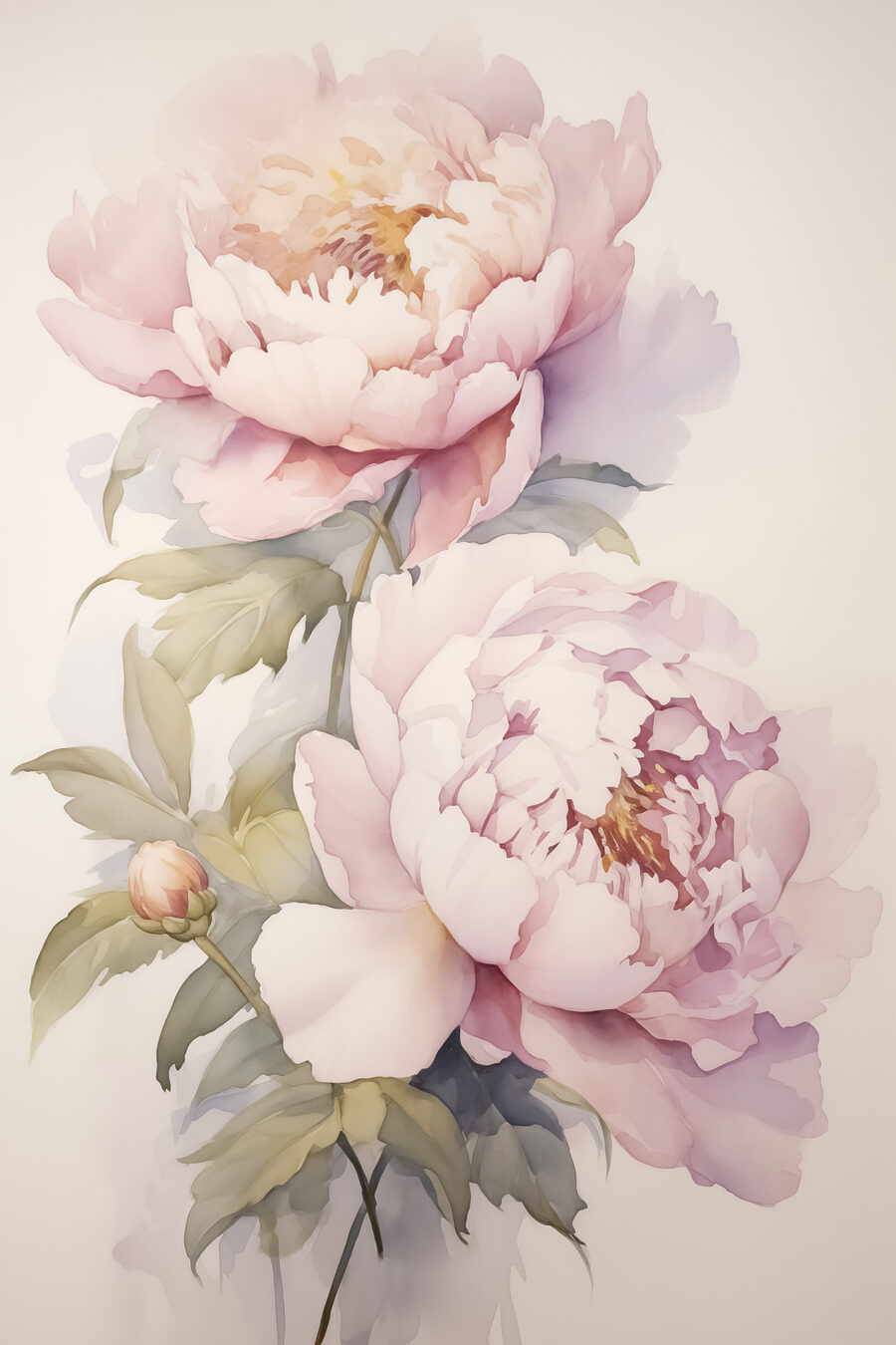Peónias rosa sobre branco — design completo