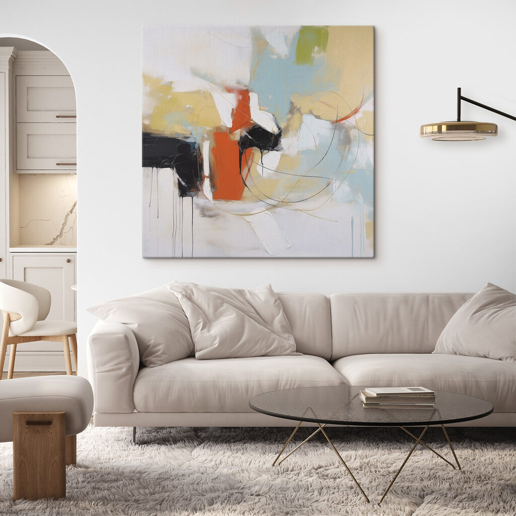 Risca laranja sobre branco — interior 2