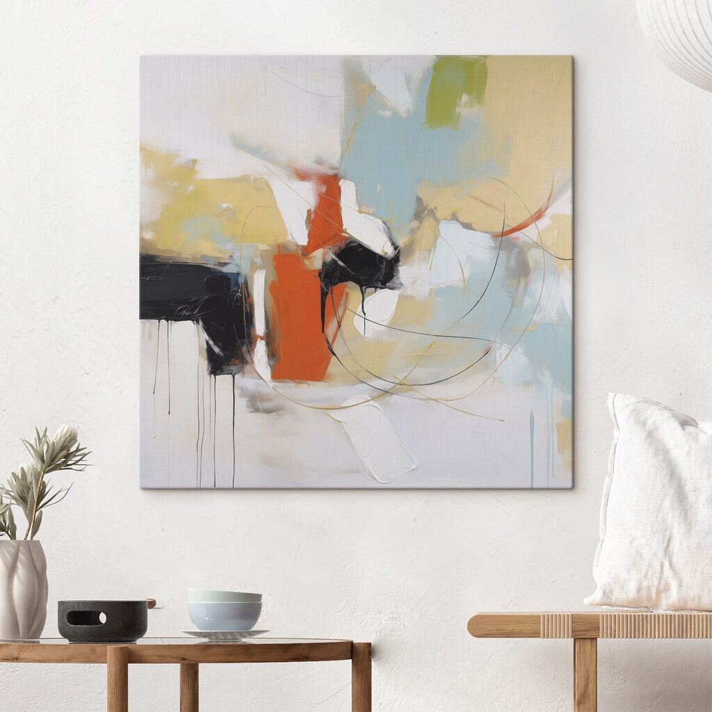 Risca laranja sobre branco — interior 1