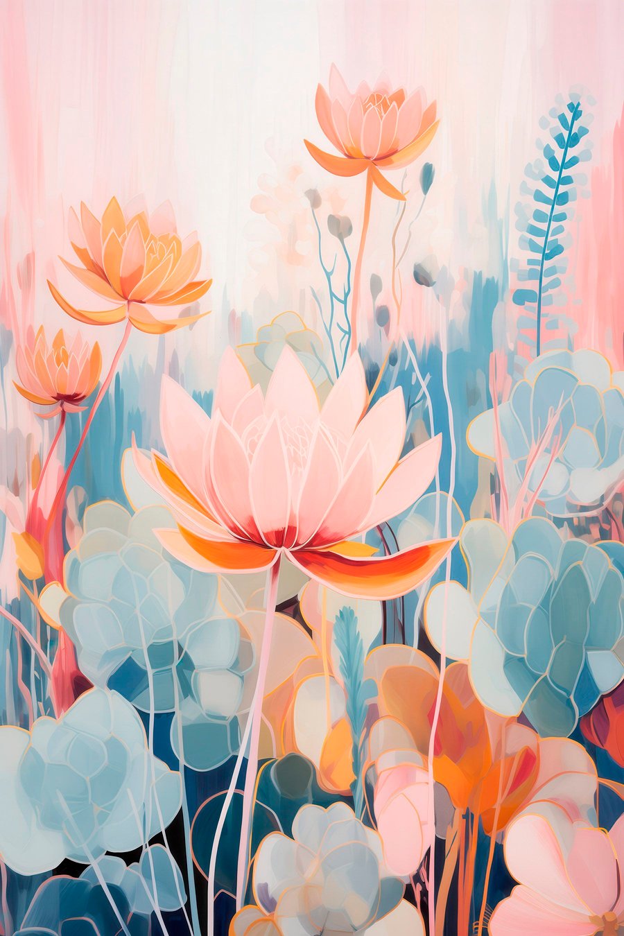 Lótus rosa e azul — design completo