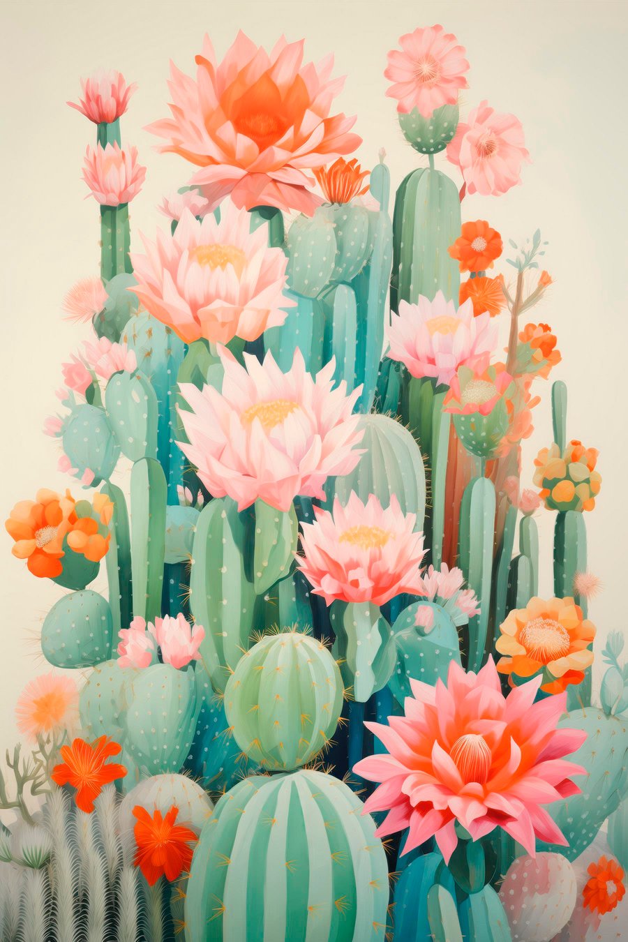 Cactos em flor — design completo