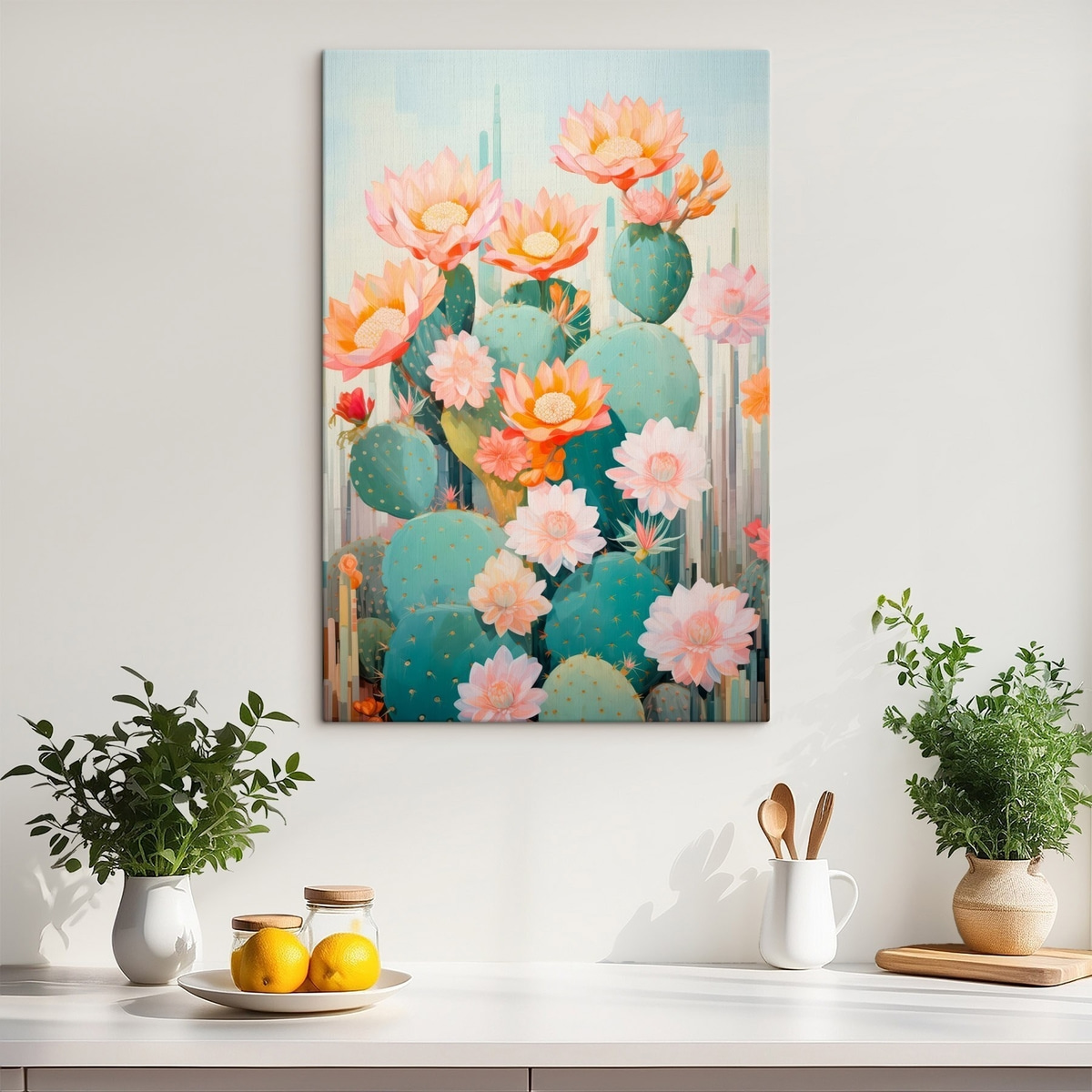 Jardim de cactos pastel — interior 3