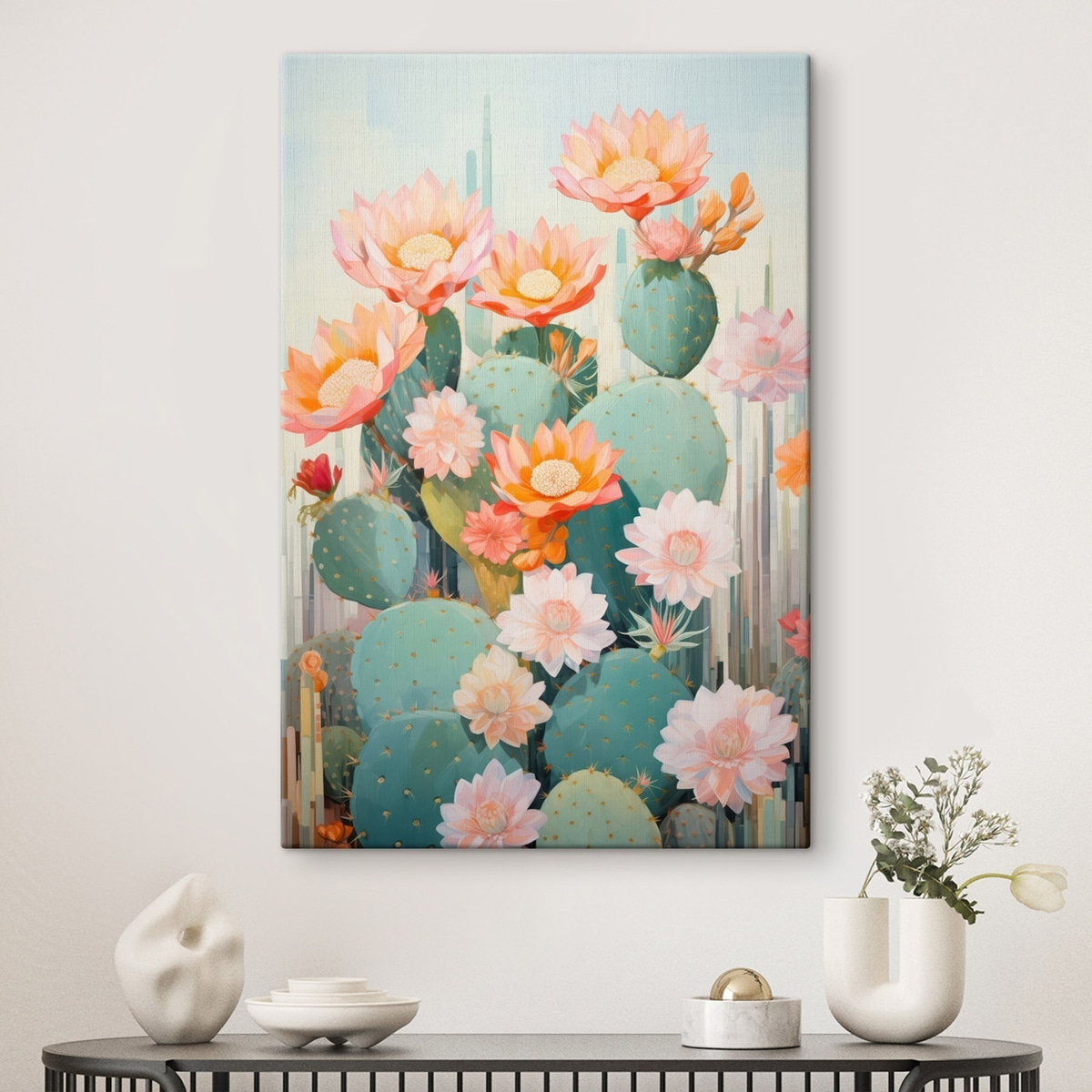 Jardim de cactos pastel — interior 1