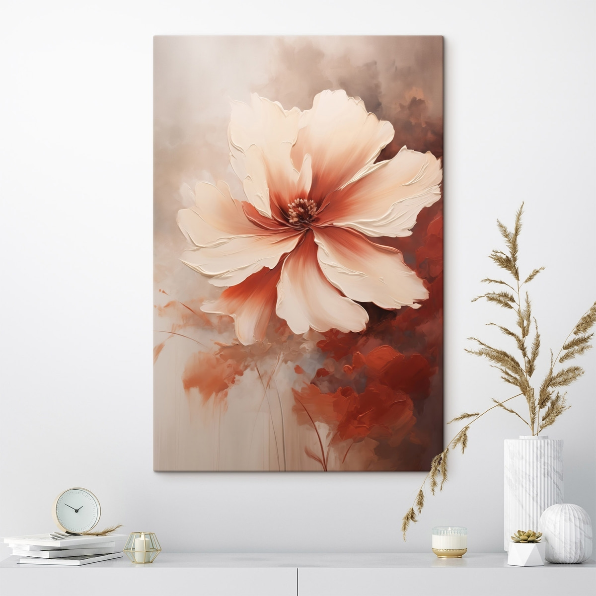 Flor coral de perto — interior 1