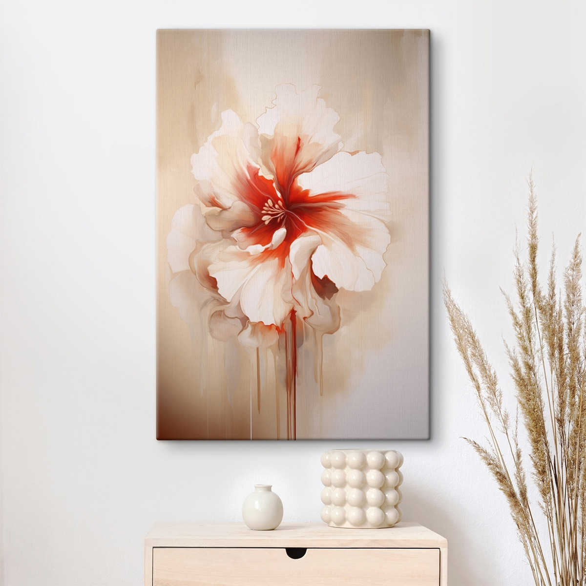 Flor branca e vermelha — interior 2