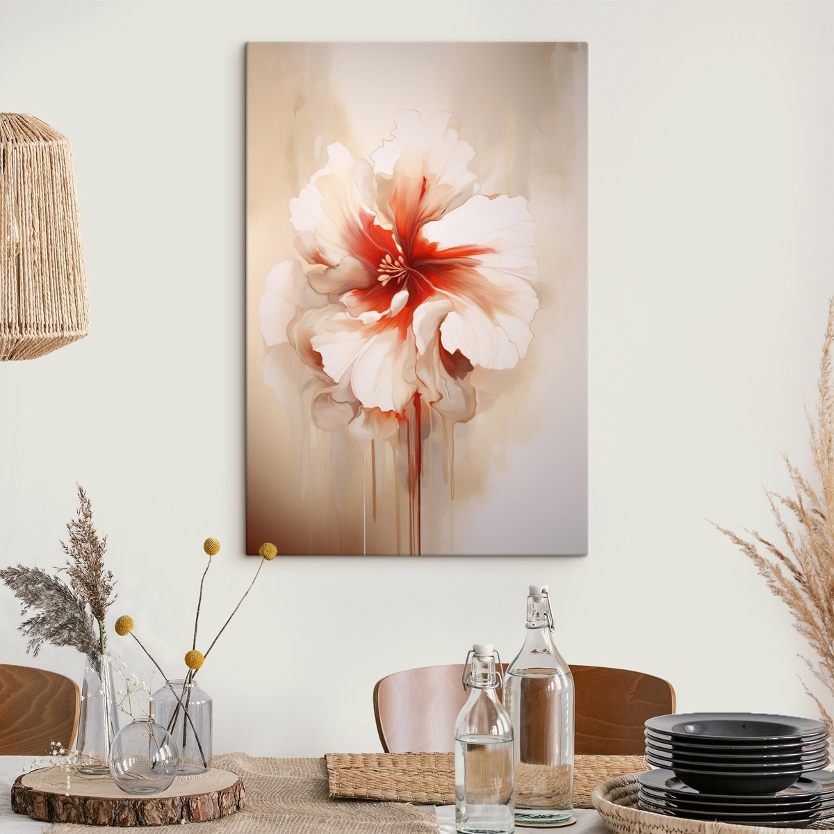 Flor branca e vermelha — interior 3