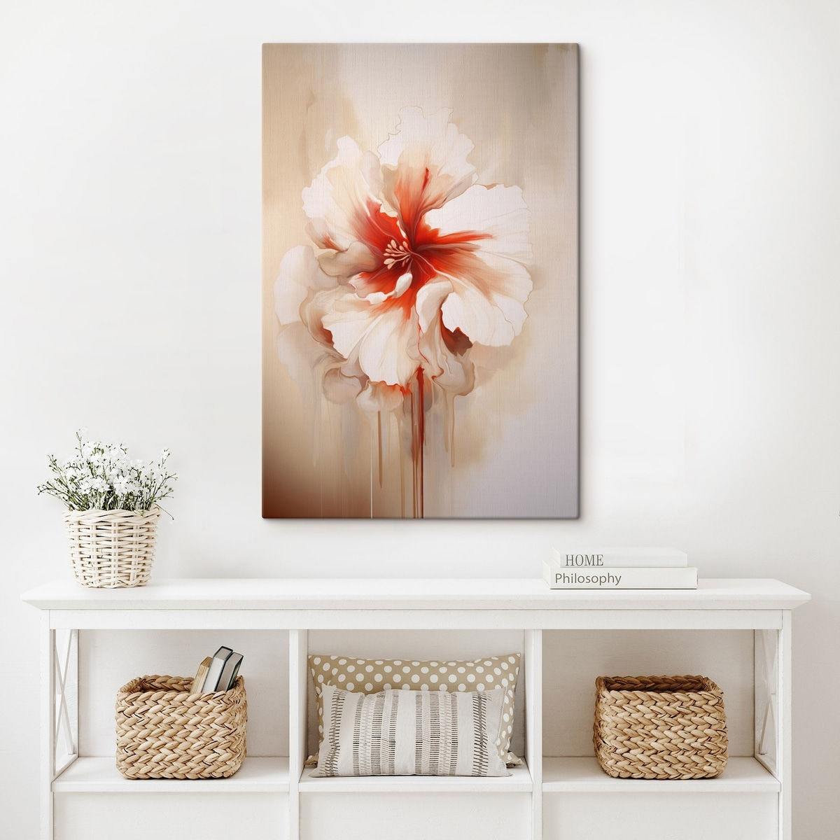 Flor branca e vermelha — interior 1