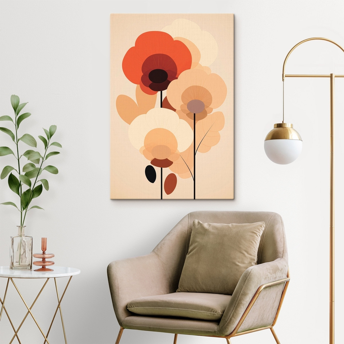 Flores abstratas em bege — interior 3