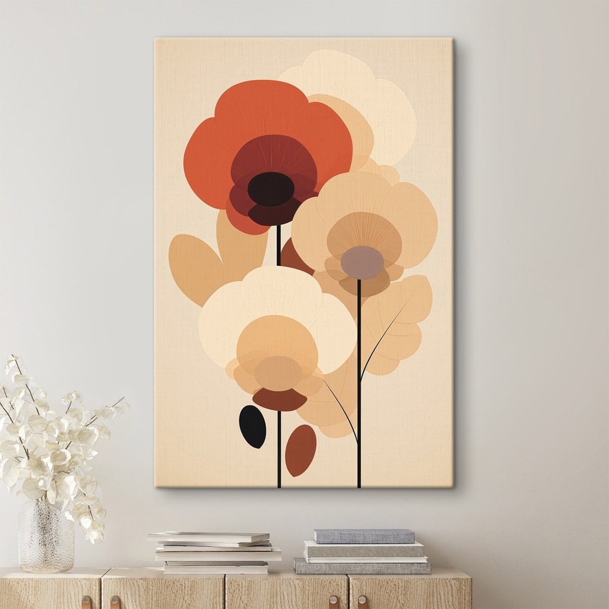 Flores abstratas em bege — interior 2