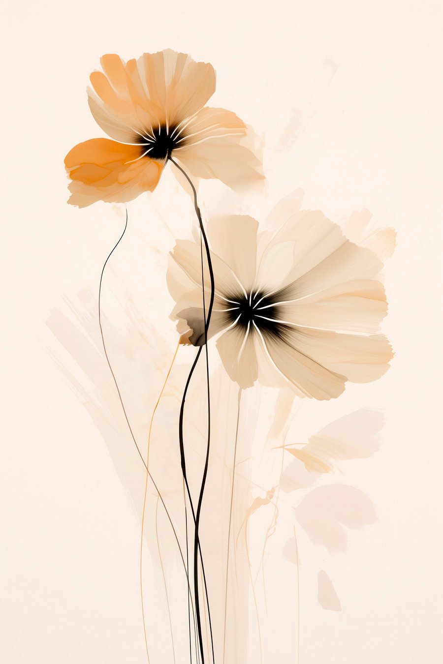 Flores bege e pêssego — design completo