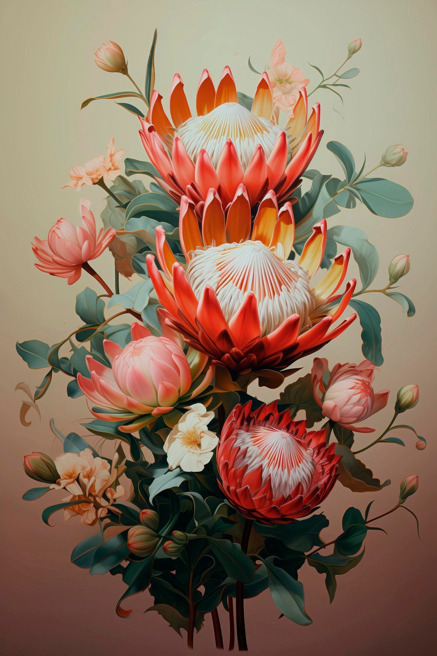 Composição de proteas — design completo