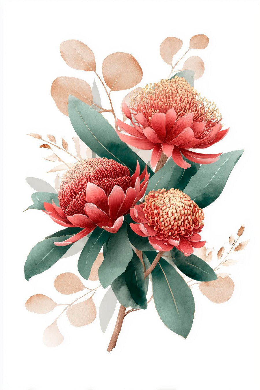 Ramo expressivo de proteas — design completo