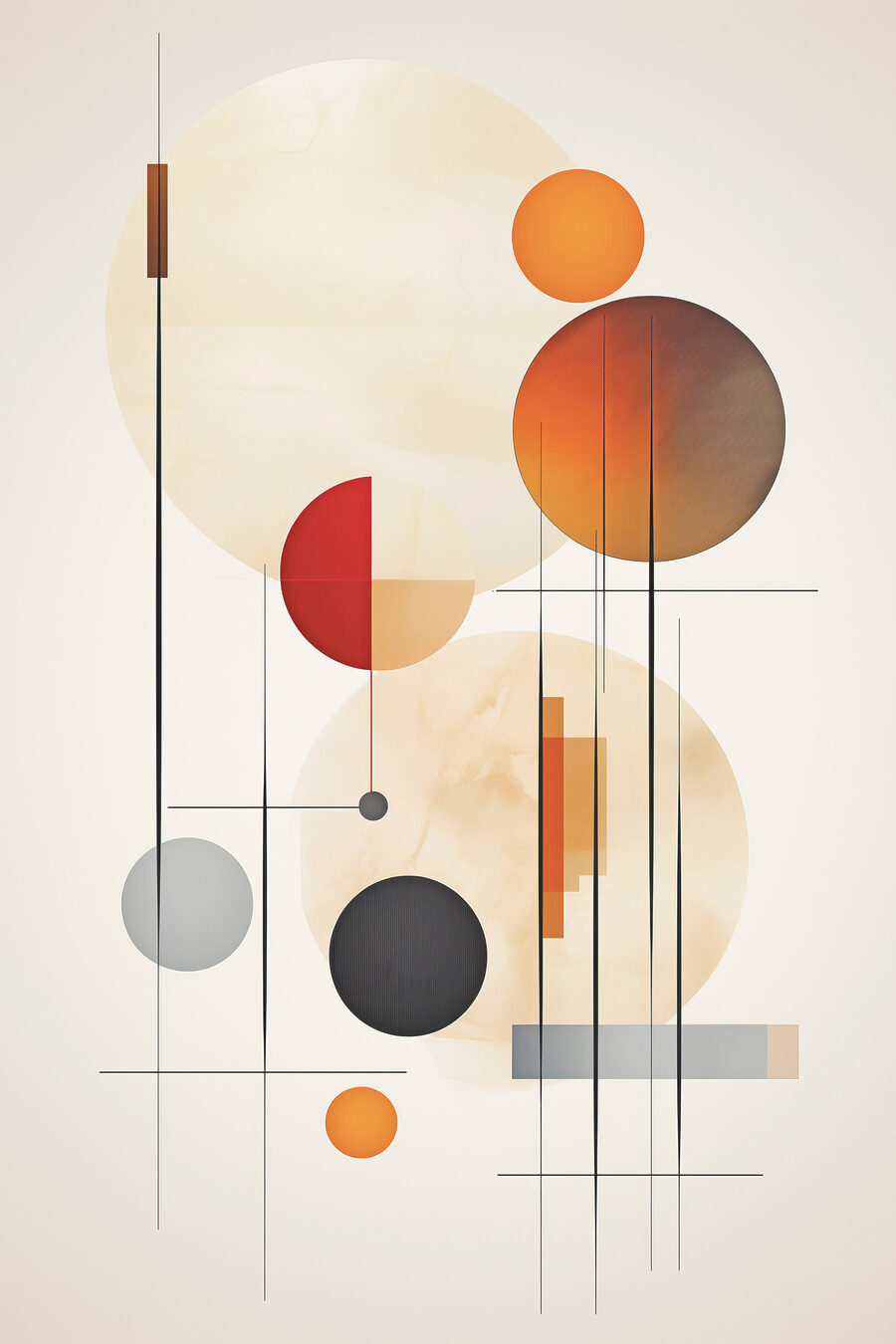 Círculos laranja e linhas — design completo