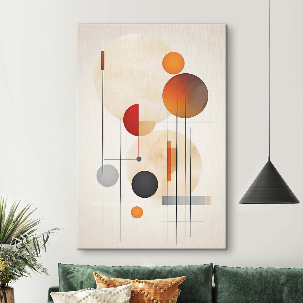 Círculos laranja e linhas — interior 1