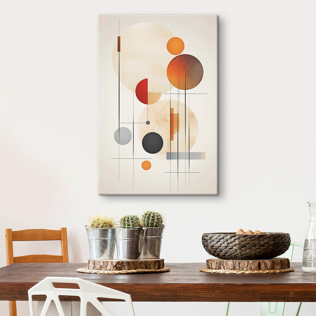 Círculos laranja e linhas — interior 3