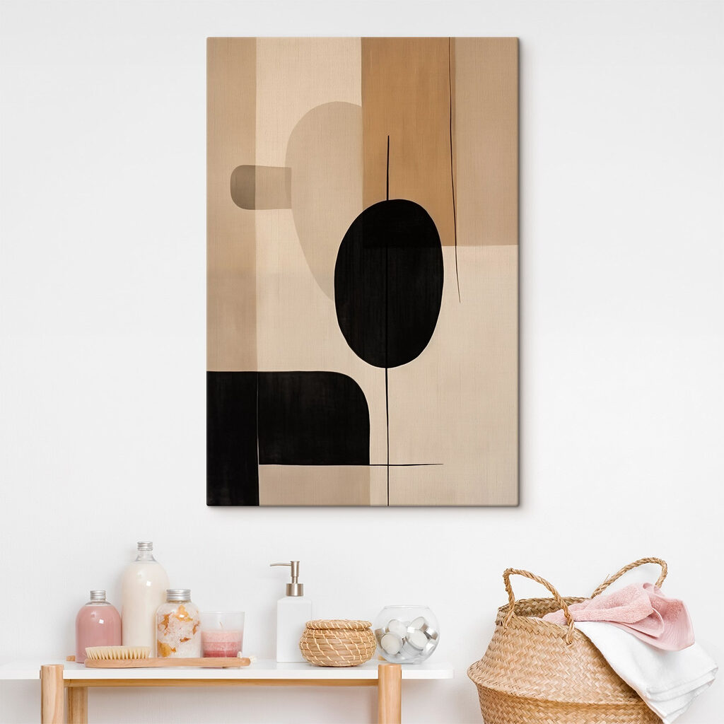 Oval preto e bege num interior