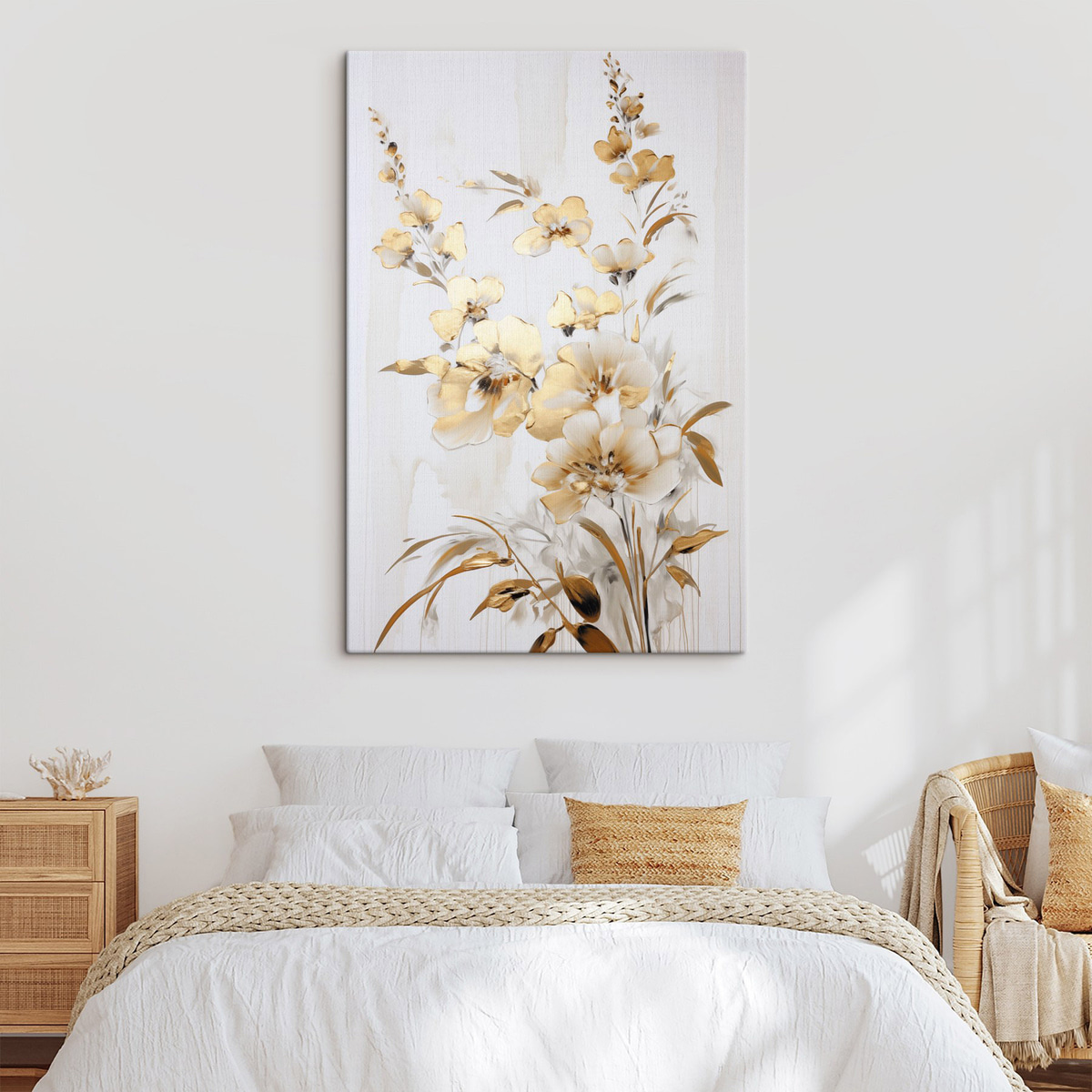 Flores amarelas sobre branco — interior 1