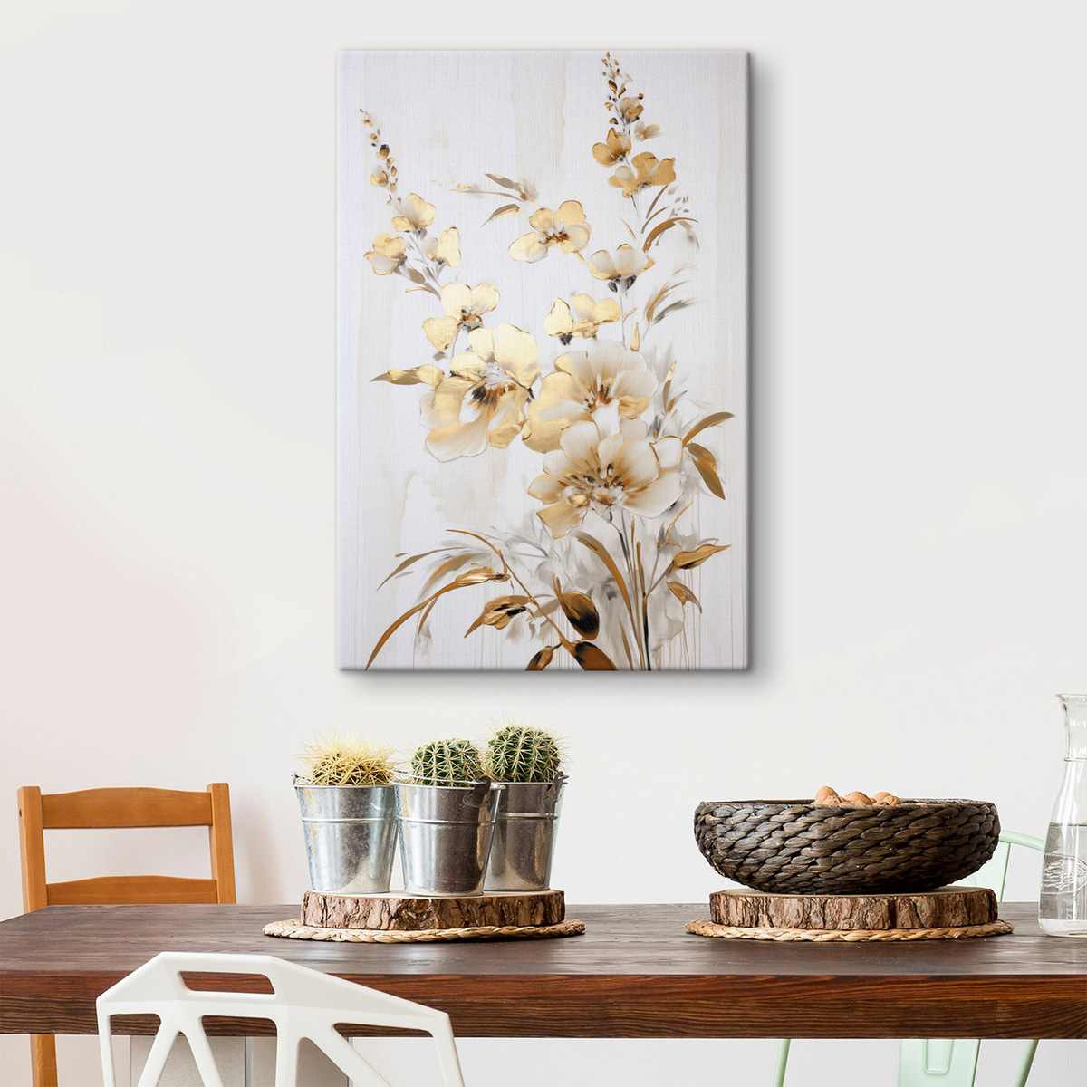Flores amarelas sobre branco — interior 2