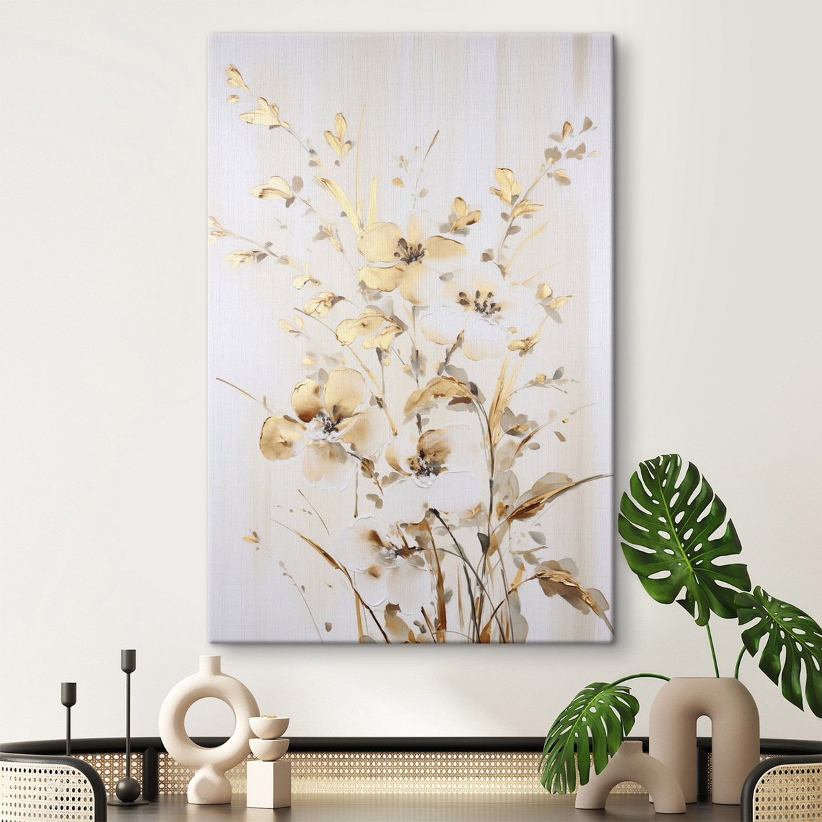 Flores amarelas sobre branco — interior 2